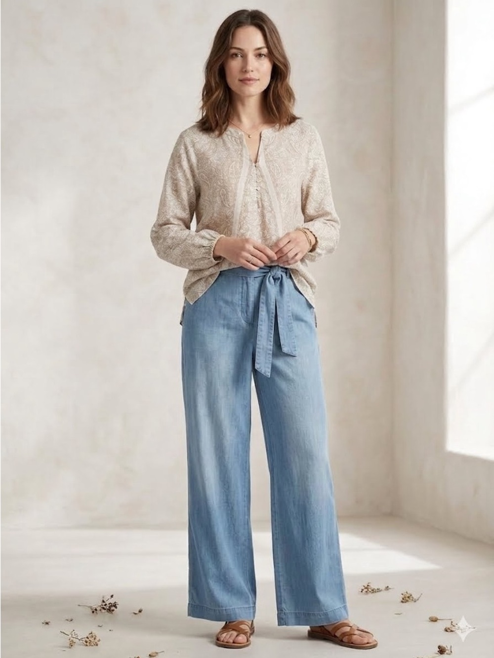 Pure Jill J.Jill Paisley Organic Cotton Button-Front Blouse | Boho | Size Large - Picture 2 of 9